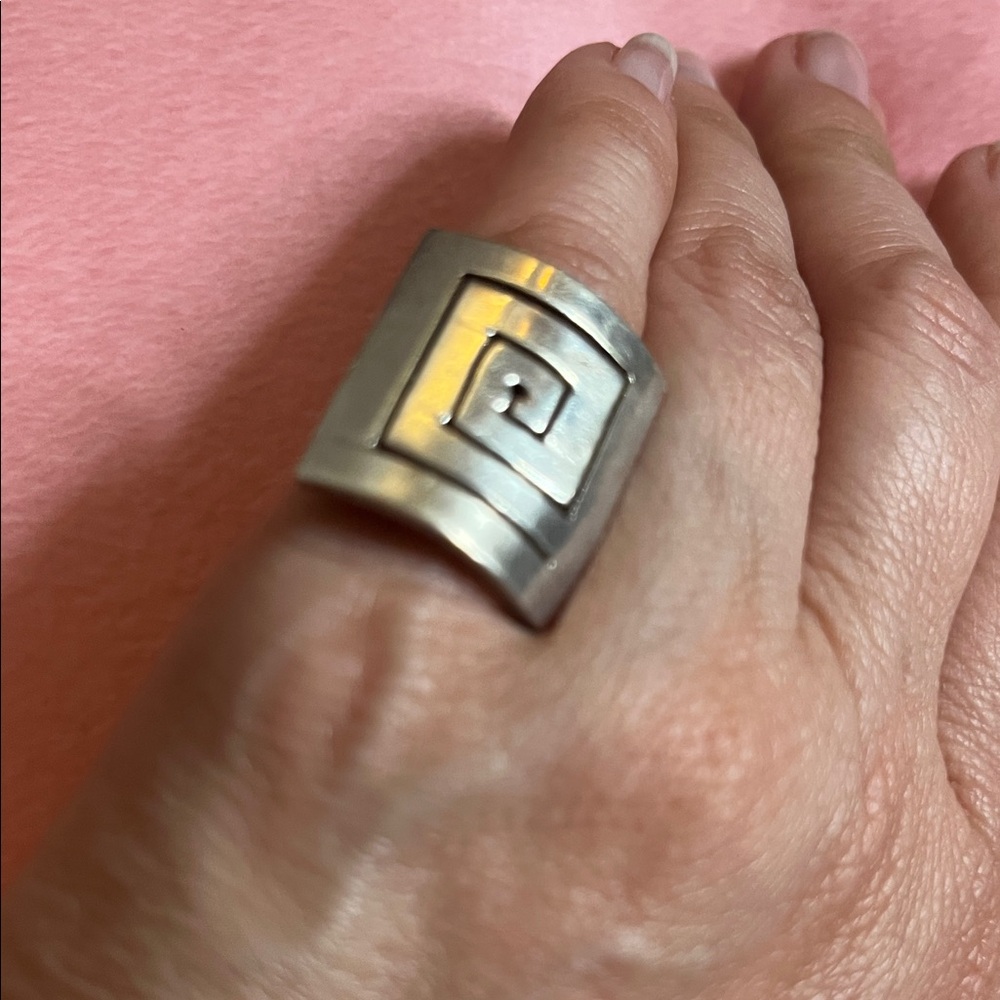 22# Silver Geometric Ring 925 - Picture 1 of 9
